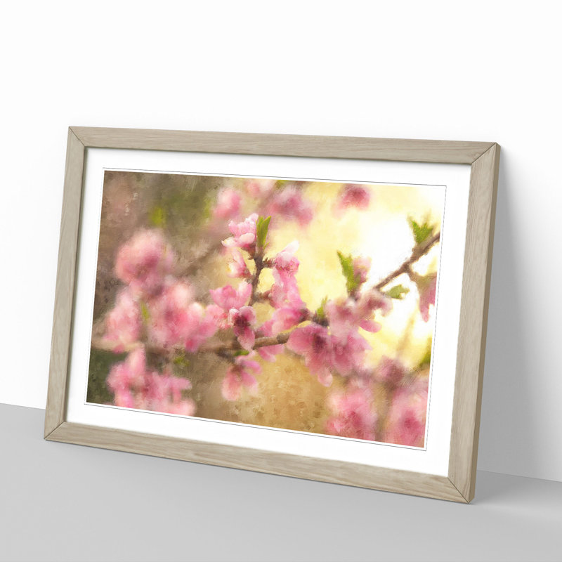 Cherry Blossom Flowers - Framed Print, 27cm H x 36cm W x 2cm D, Oak Framed