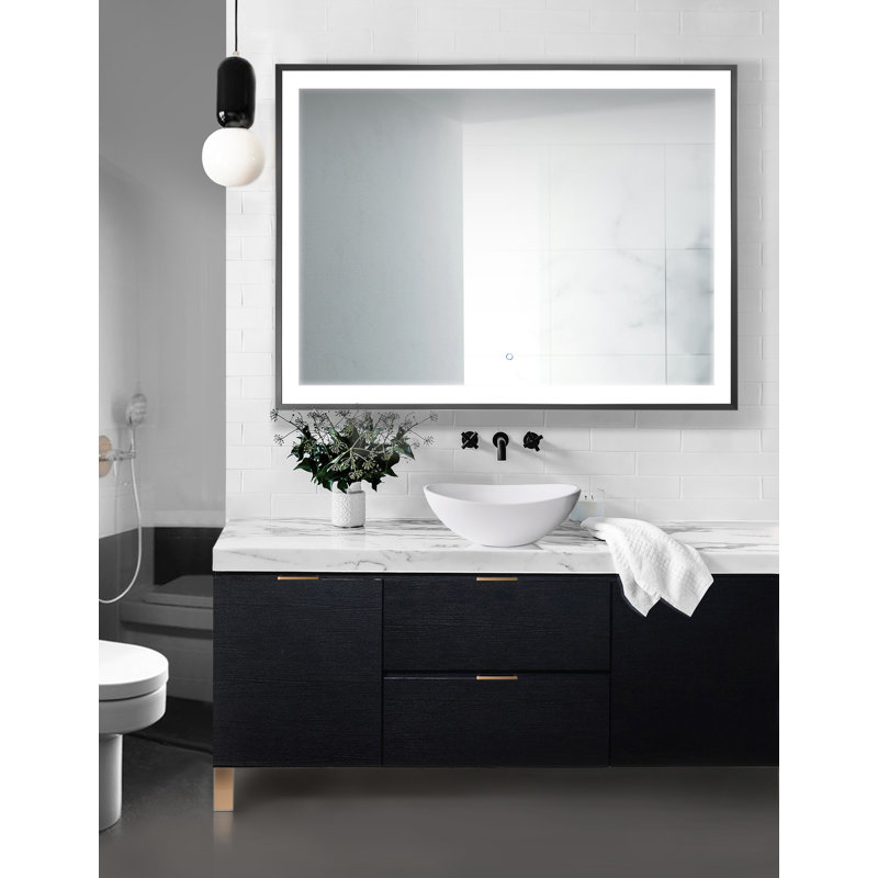Ednaoverdorf Flat Wall Mirror, Black, 36" x 48"