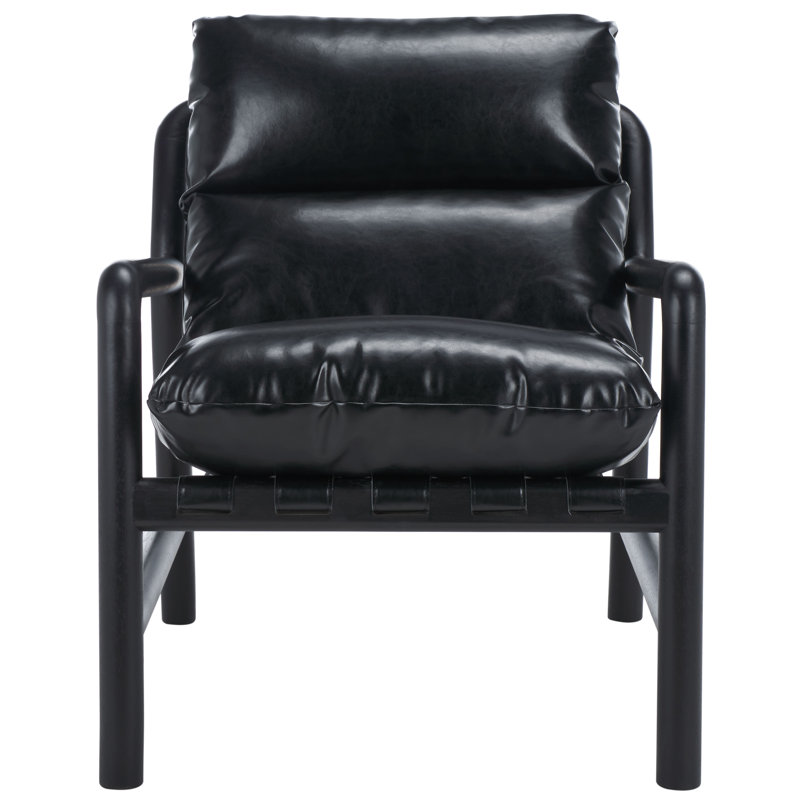 Jynna Upholstered Armchair, Black Faux Leather