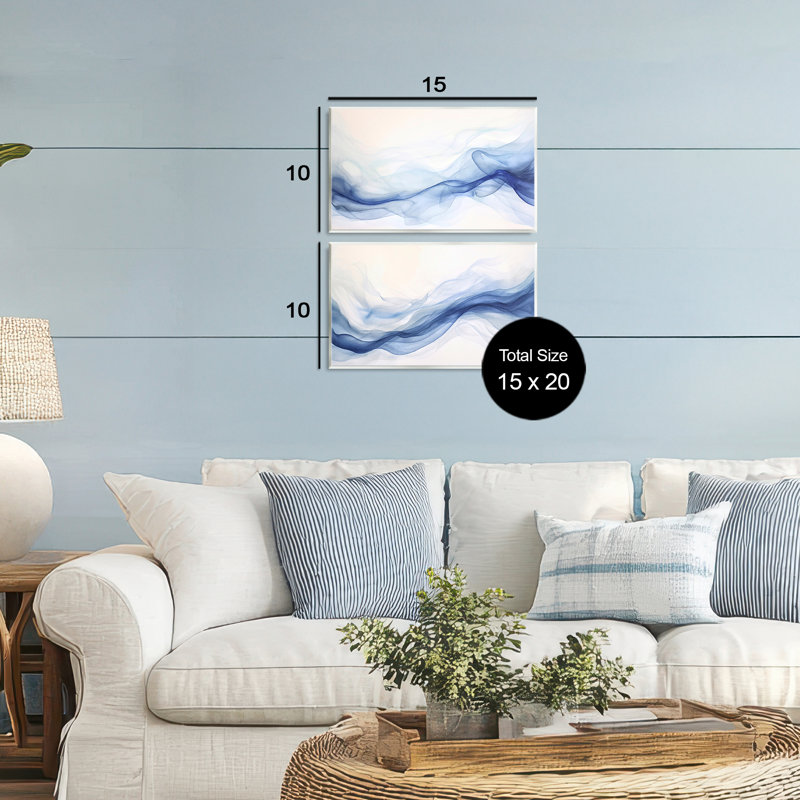 Ensemble de 2 plaques murales Dreamy Indigo Mist, par Andrea Haase, H 10 po x l 30 po