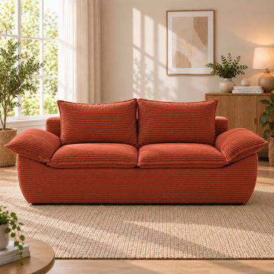 56" Boneless 2‑Seater Loveseat, Deep‑Seat Compressed Foam Small Couch with Removable Cushions & 2 Throw Pillows for Living Room, Apartment and Office