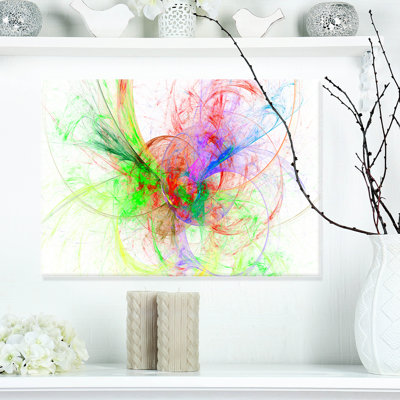 «Multi-Color on White Fractal Design», reproduction d'art graphique sur toile tendue