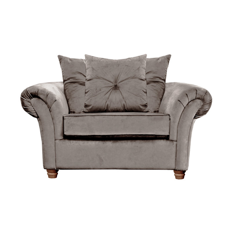 Lila 135cm W Velvet Rolled Arms Loveseat, Taupe