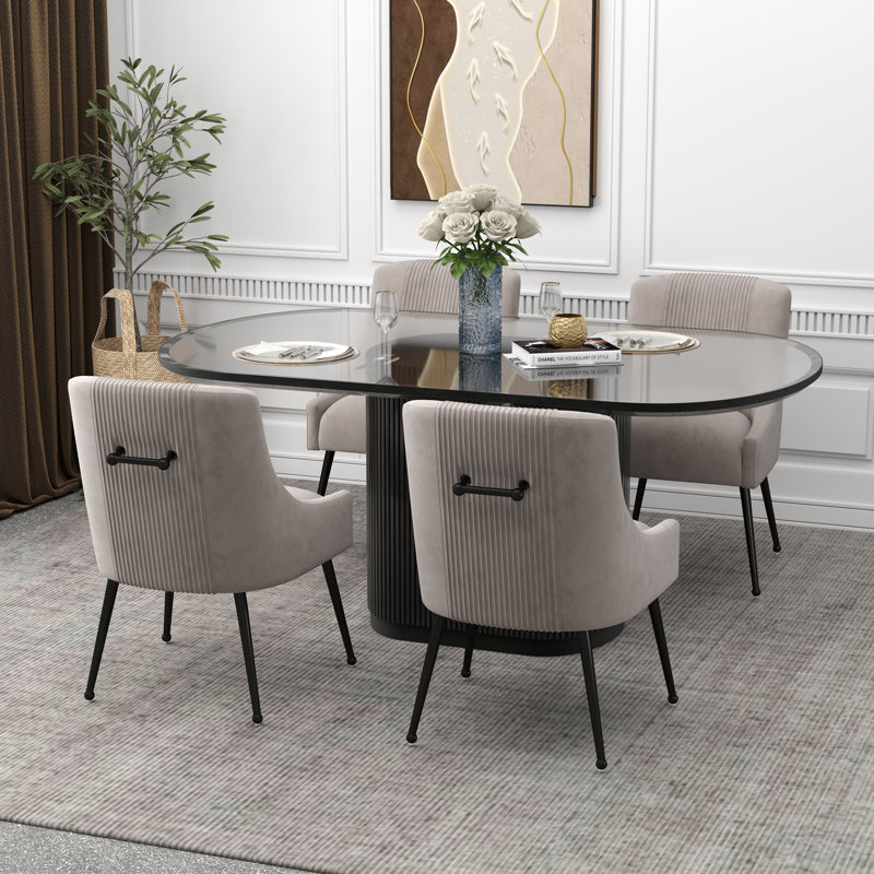 Elian Velvet Side Chair Dining Chair, Gray