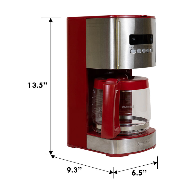 Kenmore Programmable 12 Cup Drip Coffee Maker with Reusable Filter, Red