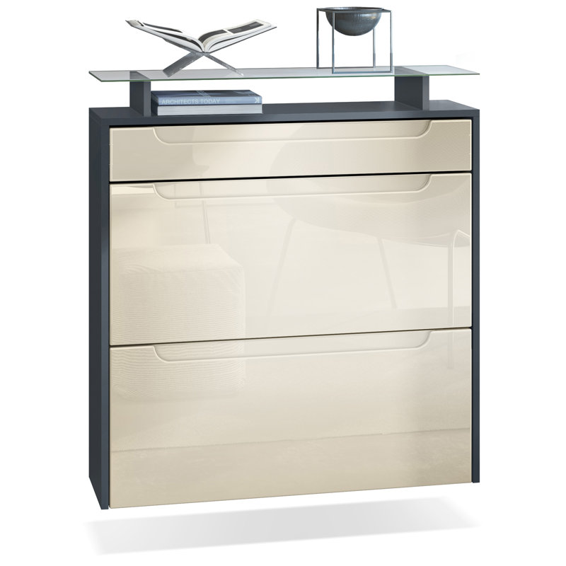 Afjol 16 Pair Shoe Storage Cabinet, Cream