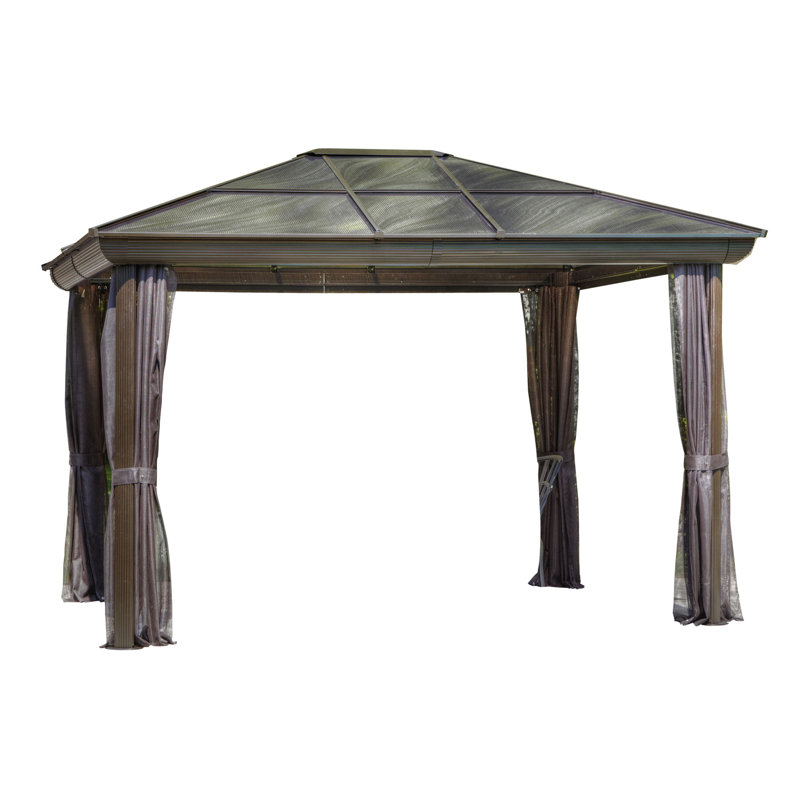 Venus - Gazebo 10x12 Toit de polycarbonate, 14 pi x 10 pi, Brun