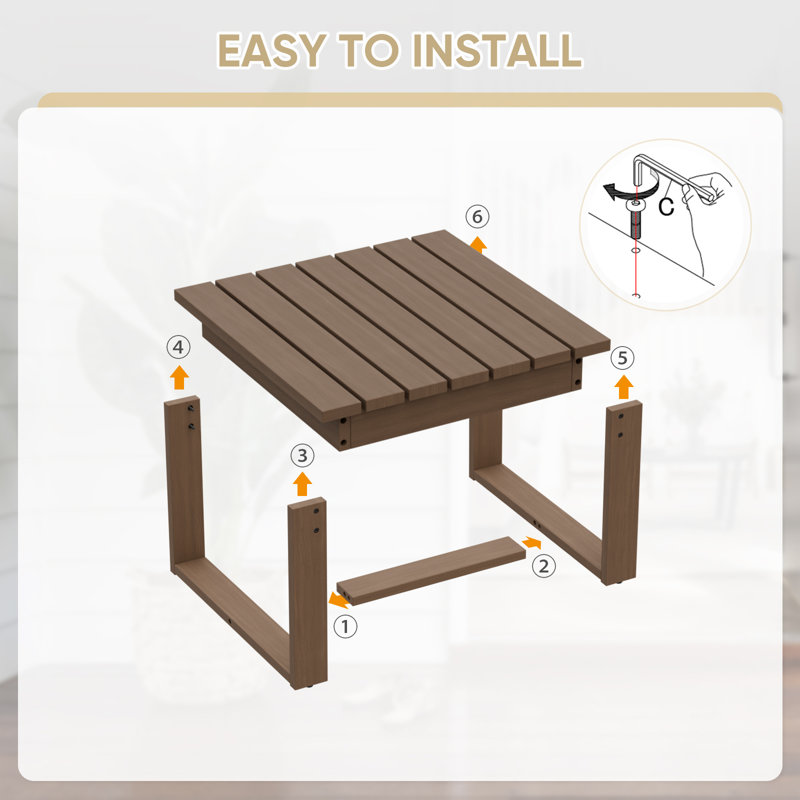 Square Solid Wood Cedar Coffee Table with Slat Top for Outdoor, Patio