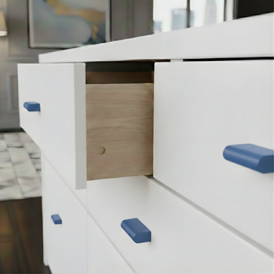 Armoire et bouton de tiroir rectangulaire en aluminium ROUS Hardware, Mid-Century Modern, Polo (bleu marine)