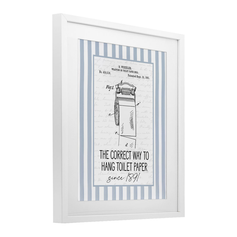 Impression de papier hygiénique sous verre Cor correctement, H 16 po x l 13 po, Cadre blanc côtier