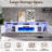 Bhhatu Modern Floating 80" Fireplace TV Stand with Storage & High Gloss Geometric Doors, White-2020709898-2020709899