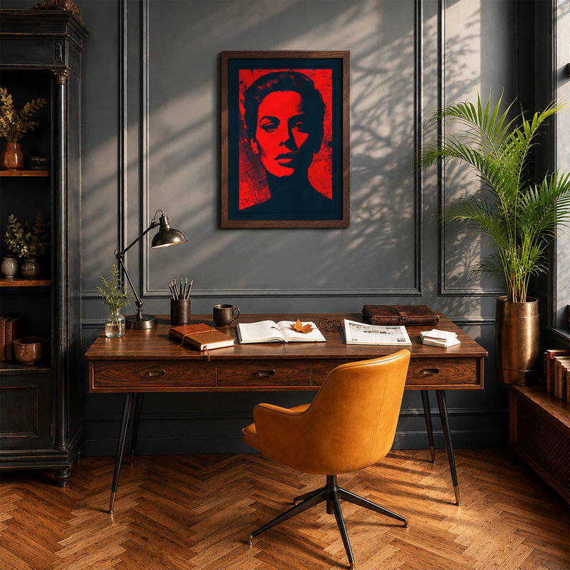 Bold Profile Portrait Modern - Print, Walnut, A4 - 29.7 x 21.0 cm