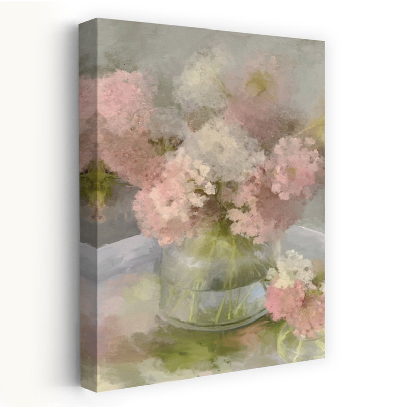 «Whispers In Bloom», impression délicate d'hortensia impressionniste, H 24 po x l 16 po