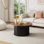 Table basse ronde de 81 cm (32 pouces) de style moderne du milieu du siècle, avec dessus en MDF et base en métal, idéale pour les petits espaces (salon, appartement, etc.).