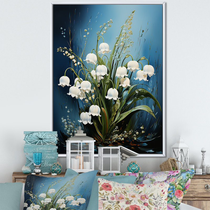 «Green Snowdrops» - impressions sur toile, H 40 po x l 30 po, Cadre flottant blanc