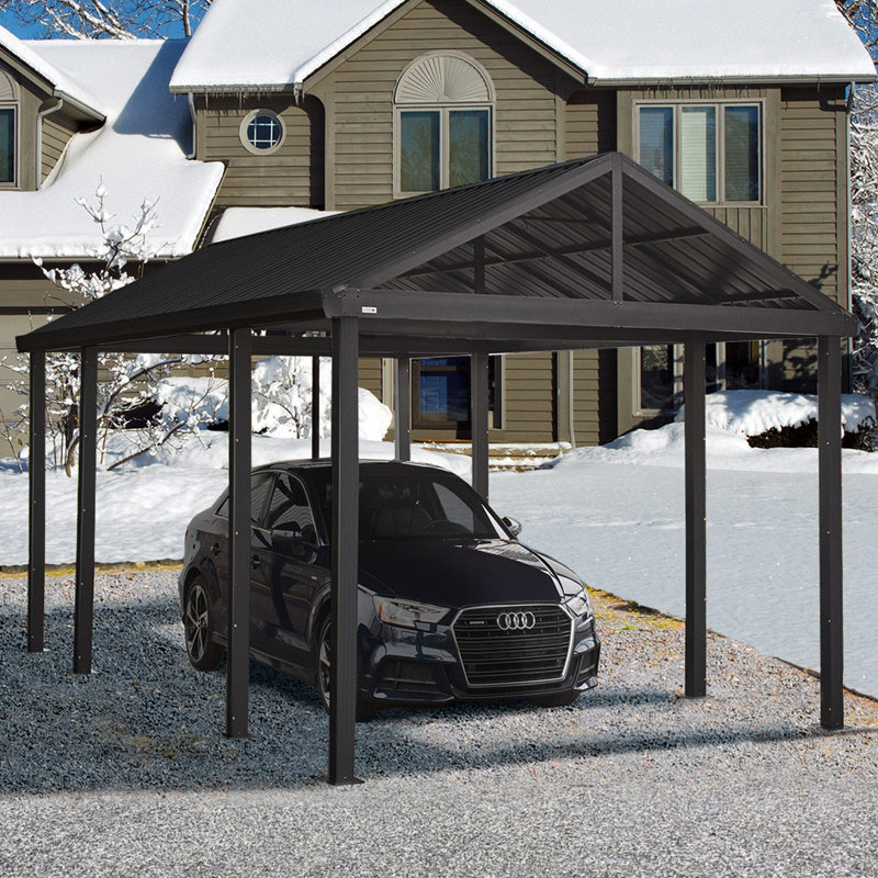 Sojag 20' x 12' Samara Carport with Aluminum Frame and 10' High Galvanized Steel Roof for Easy Drive Through Access