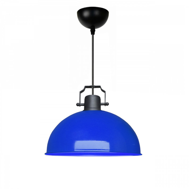 Superbe lustre en métal bleu de 31,5 po x 4,7 po | Fabrication 100% métal, hauteur: 31,5 pouces | 1 x douille E27 (40 W maximum) | Idéal pour la salle à manger, le salon ou le vestibule | Conception élégante et finition durable