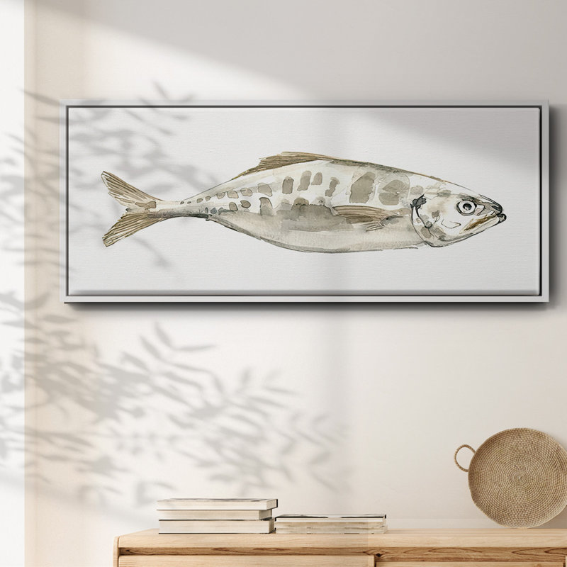 «Silver Fish II», reproduction sur toile flottante, H 24 po x l 60 po x P 1,5 po, Blanc
