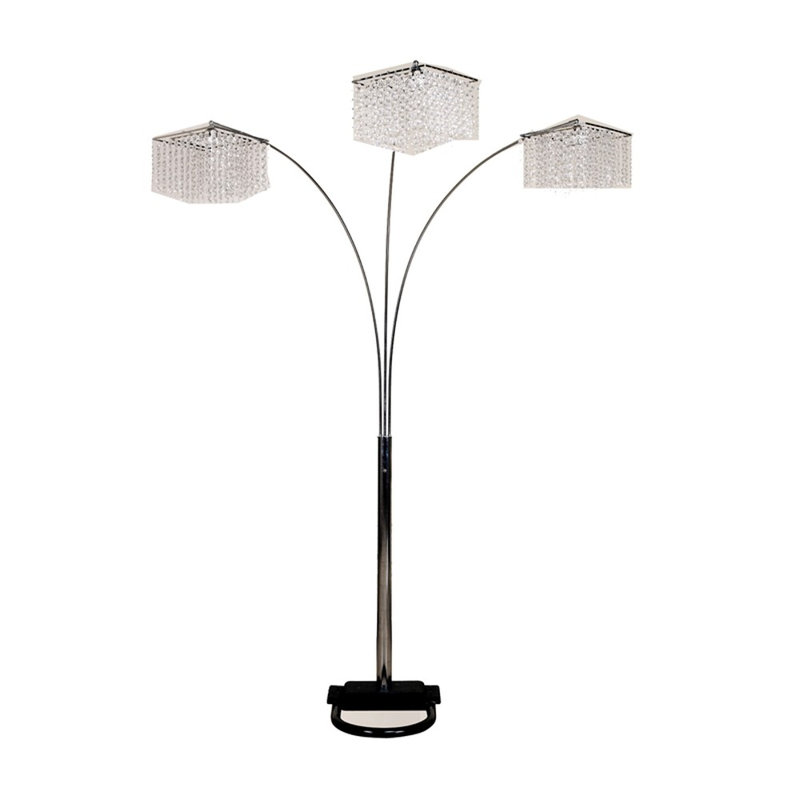 Floor Lamp With Three Hanging Crystal Shades