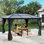 Pavillon de jardin 12 'x 15' avec toit en polycarbonate, cadre en aluminium