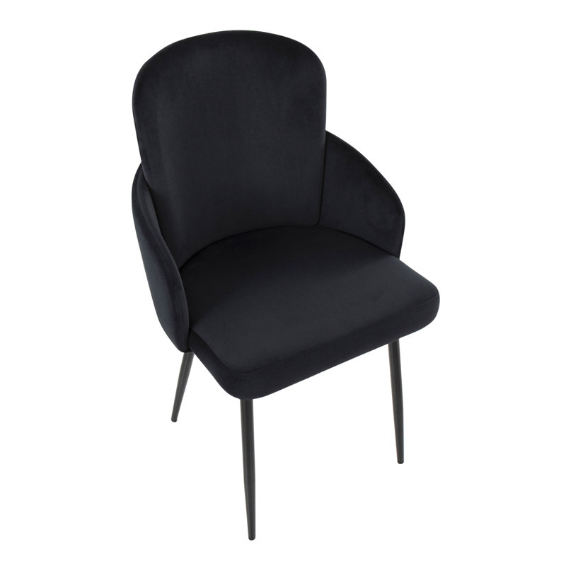 Jaquavia Fabric Upholstered Arm Chair in Cream, Black, Black Velvet