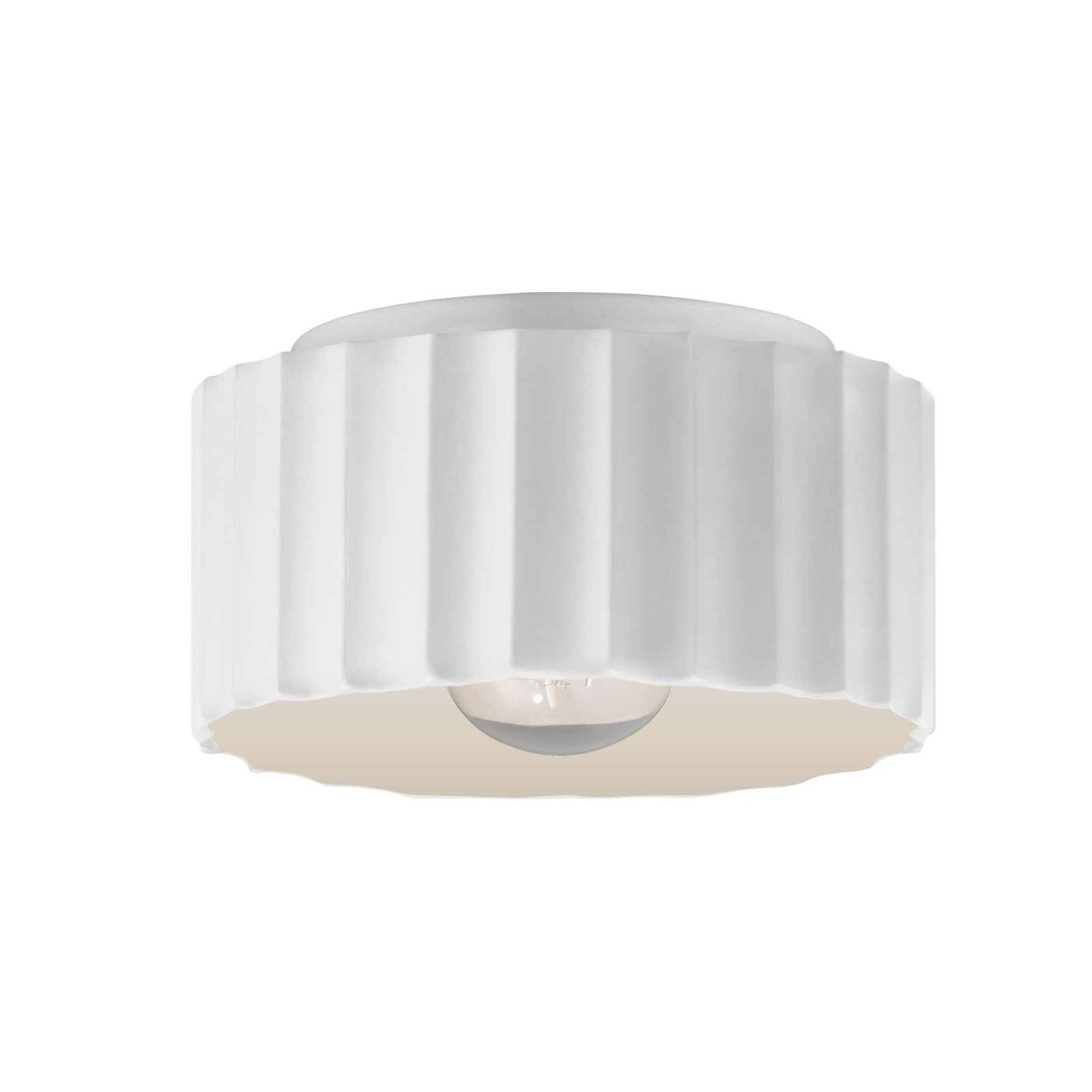 Colgate Single Light Ceramic Flush Mount, Gloss White, 6.5" H x 10" W x 10" D