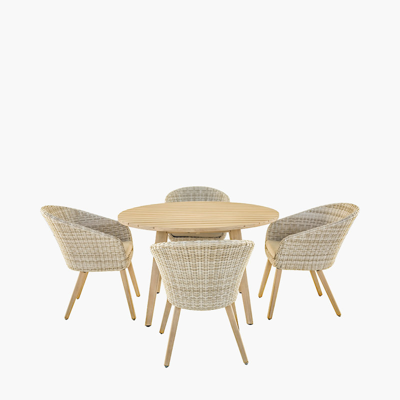 Cambrai 4 - Person Acacia Patio Dining Set with , Cushions Included