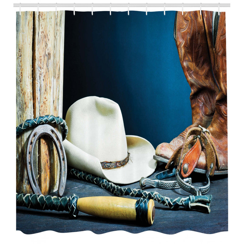 Western Shower Curtain with Hooks Included, 70" H x 69" W