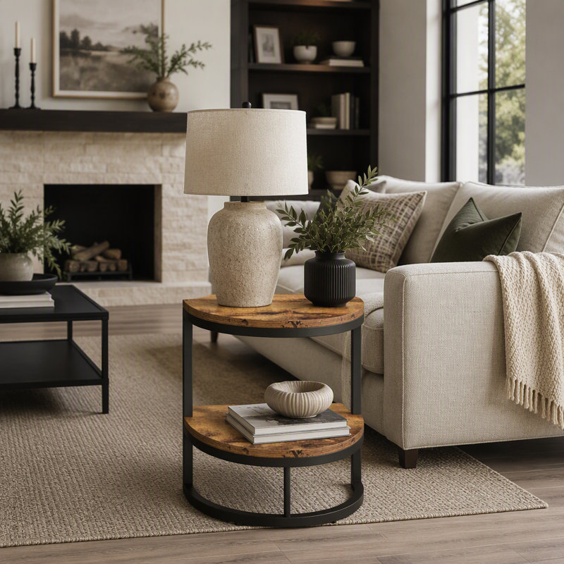 19.69" Wood End Table with Storage