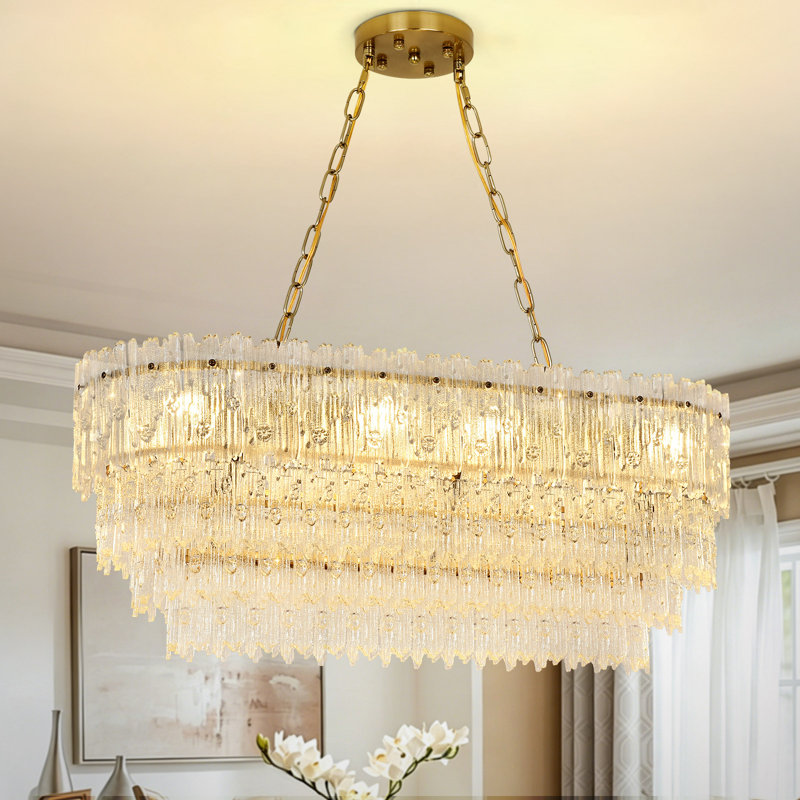 8 - Light Chandelier, Antique Brass