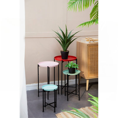 Ensemble de 4 supports à plantes gigognes multicolores, L1: D14x22 "L2: D12x20" L3: D10x16 "L4: D8x12"