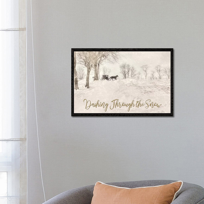 Dashing Through The Snow by Lori Deiter - Print on Canvas, Black Framed, 45.72cm H x 66.04cm W x 3.81cm D