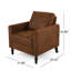 Fauteuil club en microfibre Cozy - profil bas, coussins bruns, profil confortable noir, structure matte,