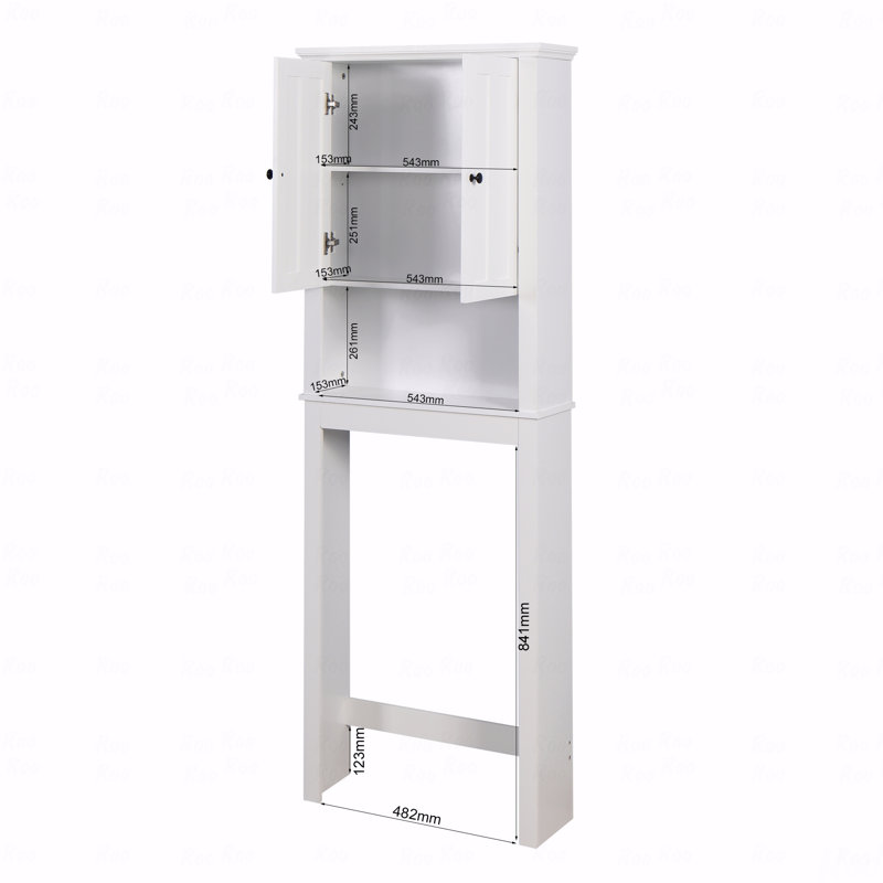 Armoire de rangement pour salle de bain en bois au-dessus de la toilette avec tablettes réglables