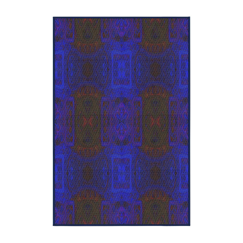 Tapis mauve / noir à motif géométrique tissé à la machine en laine / polyester, Rectangle 5 pi x 8 pi