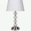 Lampe de table en métal de 28,5 po de hauteur avec finition en nickel satiné et orbe, abat-jour en lin