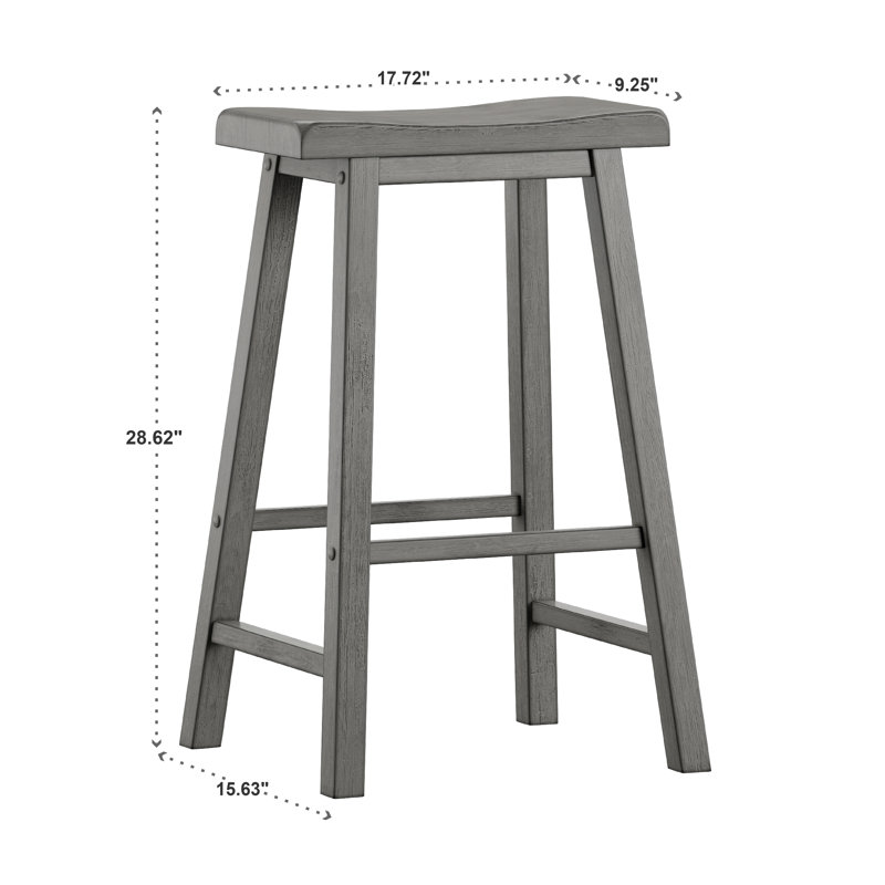 Whitworth Solid Wood Stool, Bar Stool (29" Seat Height), Antique Gray