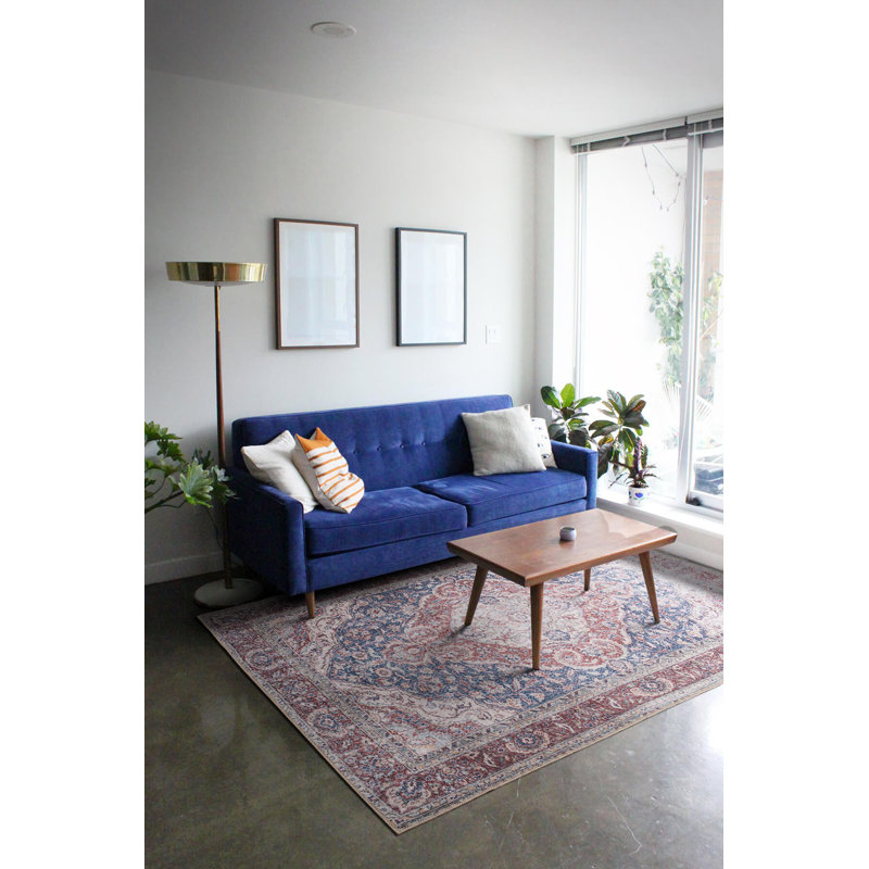 Vonzay Luxurious Machine Carpet, Navy Blue & Burgundy, 29.5 x 59.1 inches | 100% Polyester, 4 mm Pile Height, 1850 g/m² | Eco-Friendly Recycled Poly Cotton Underside | Stylish Addition to Any Room, Easy Maintenance