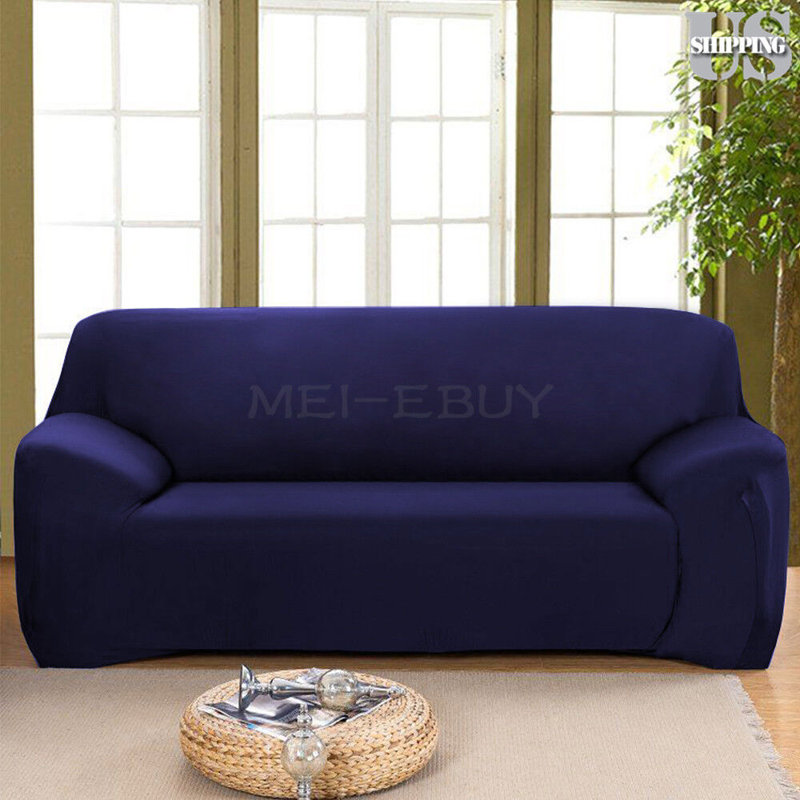 Housse pour canapé extensible 3 places, Bleu marine, H 45 po x l 72 po x P 30 po