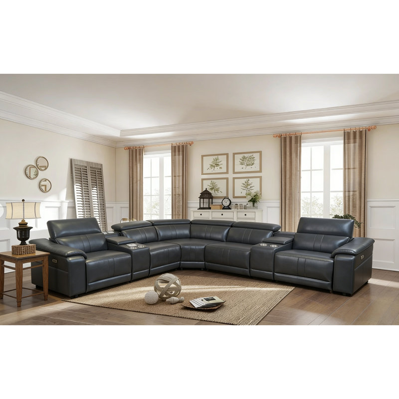 Canapé modulaire inclinable électrique avec haut-parleurs Bluetooth, DARK GREY Polyester