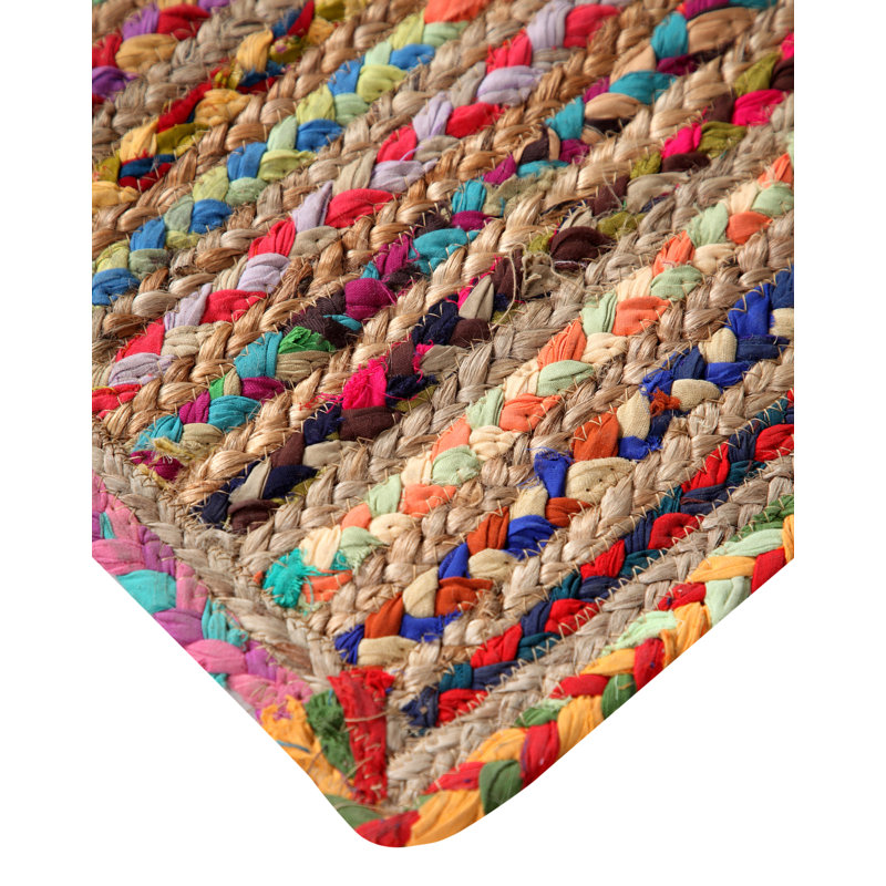 L'Oasis Striped Jute / Sisal Hand Woven Area Rug, Rectangle 90 x 150cm