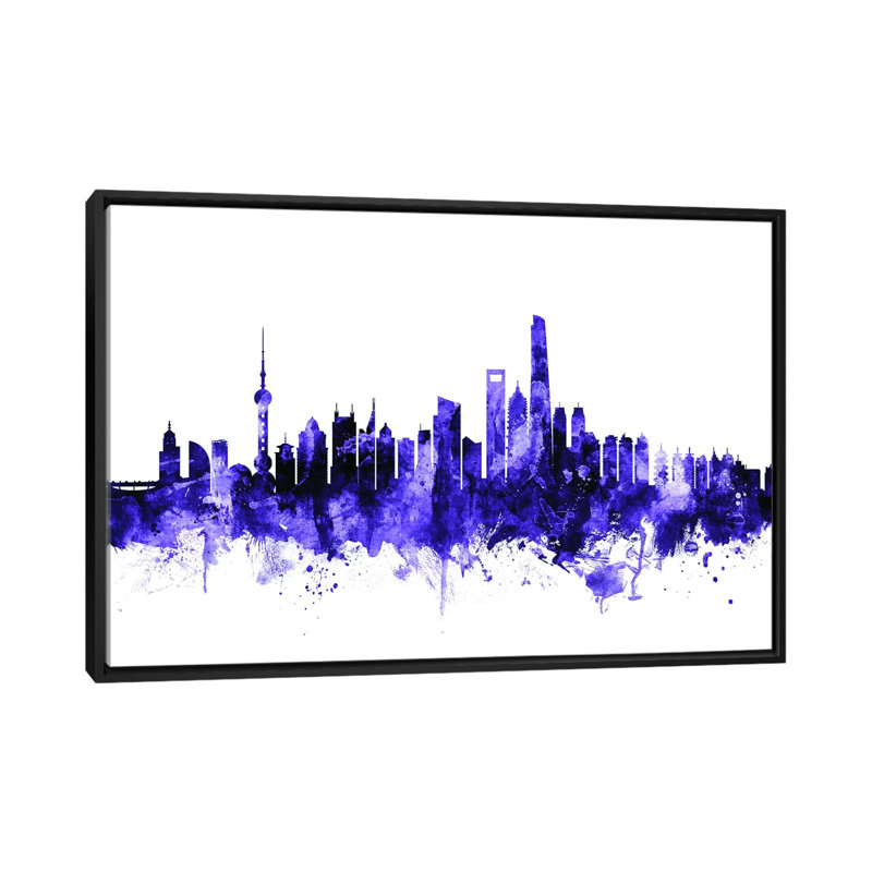 « shanghai, china horizon » par michael tompsett, reproduction d’impression sur toile tendue, H 32 po x l 48 po x P 1,5 po