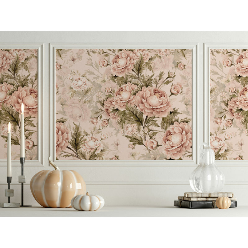 Papier peint floral Blush, L 100 po x l 150 po