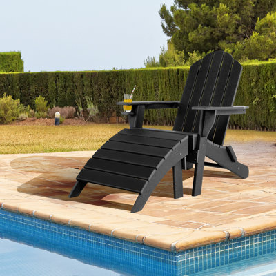 Chaise Adirondack pliante en bois avec repose-pieds Cienna