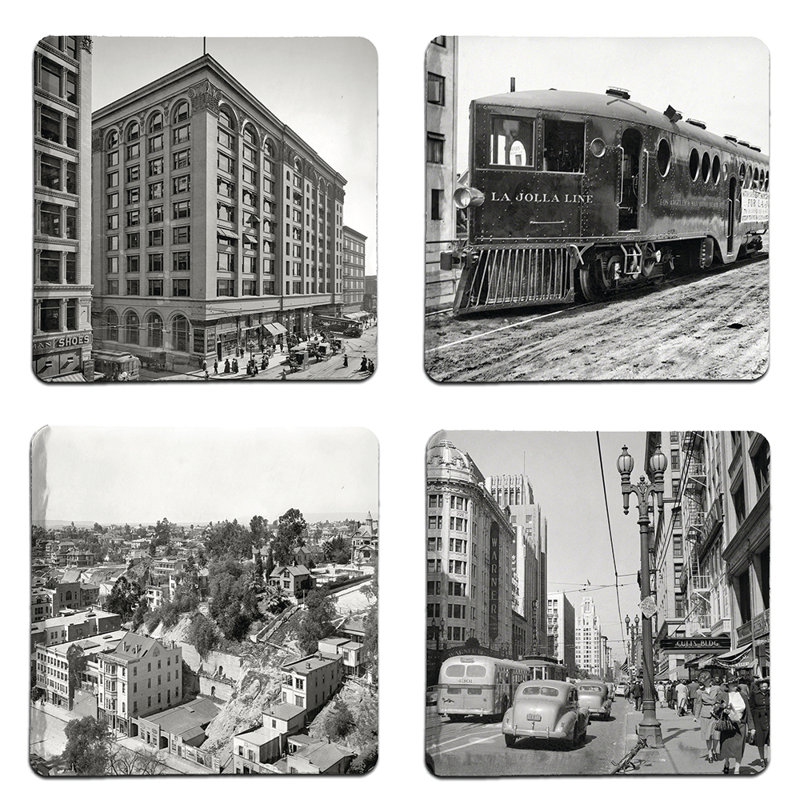 Historic Los Angeles Stoneware Square 4 Piece Coaster Set