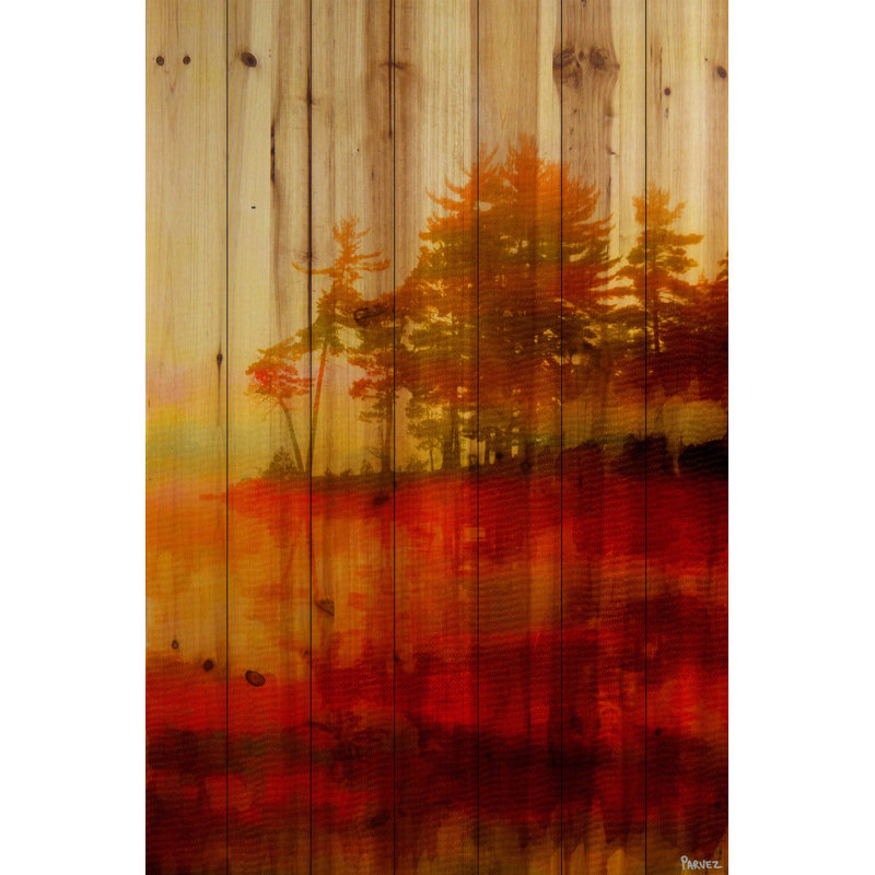 Reproduction d’art sur bois de pin naturel "kenora" par parvez taj,, H 36 po x l 24 po