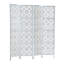 Quarterfoil Infused Diamond Design 4-Panel Room Divider, Silver
