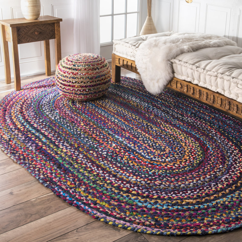 Landyn Cotton Hand Woven Area Rug, Oval 122 x 183cm