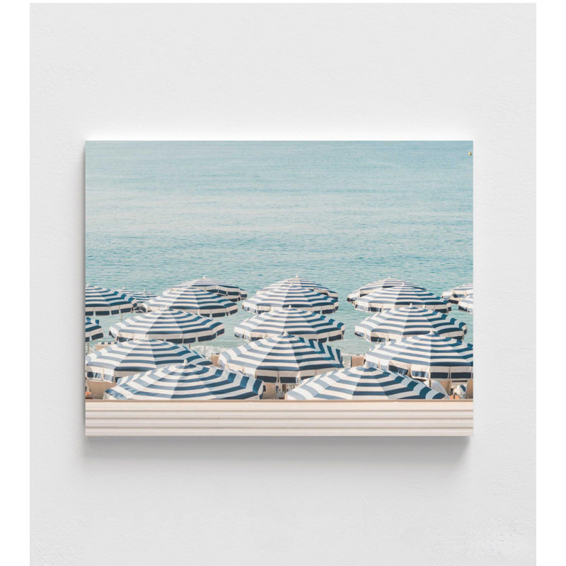 Coastal Stripes - Imprimé plage de parasol méditerranéen, H 12 po x l 16 po, Ne s’applique pas, Impression sans cadre