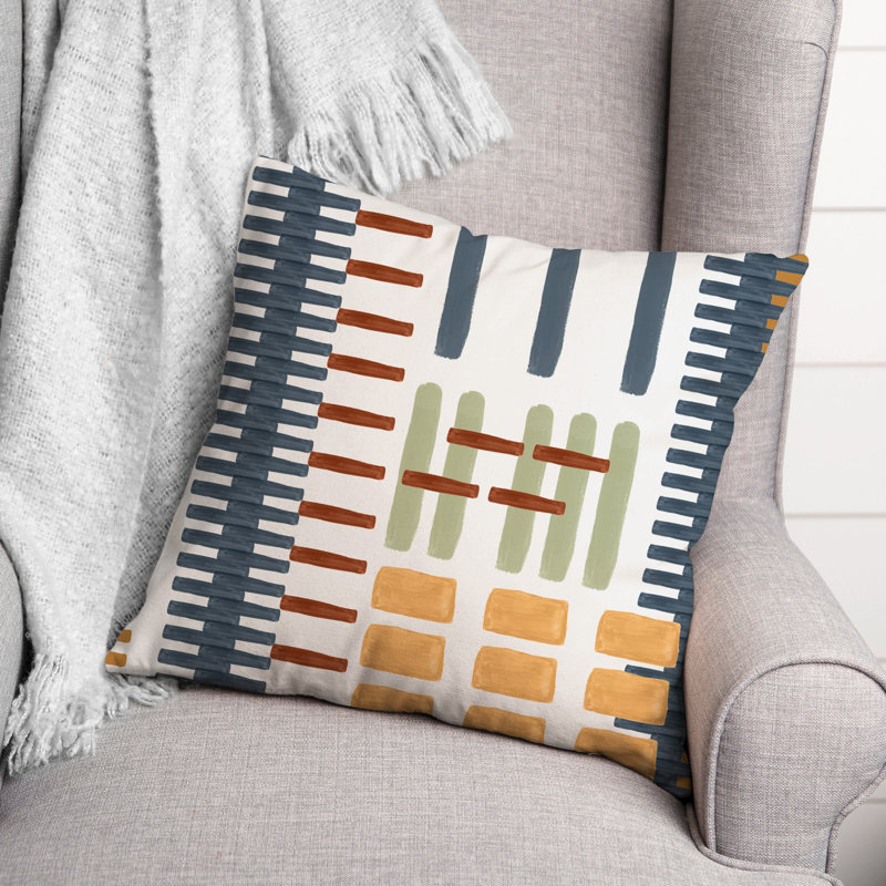 Housse et insert de coussin géométrique abstrait rouge et jaune